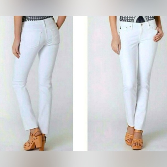 AG Adriano Goldschmied The Stevie Ankle Slim Straight White Jeans Womens 29R EUC - Picture 1 of 15